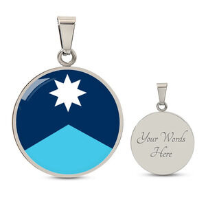 Minnesota State Flag 2024 Circle Pendant Necklace Stainless Steel 24 Inch Chain